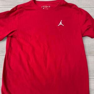 Jordan Red Short Sleeve T-Shirt with White Jumpman Logo - Youth Large